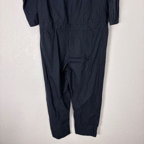Hackwith Design House Jumpsuit Navy Blue Button Front Short Sleeve Size Medium - Picture 10 of 10
